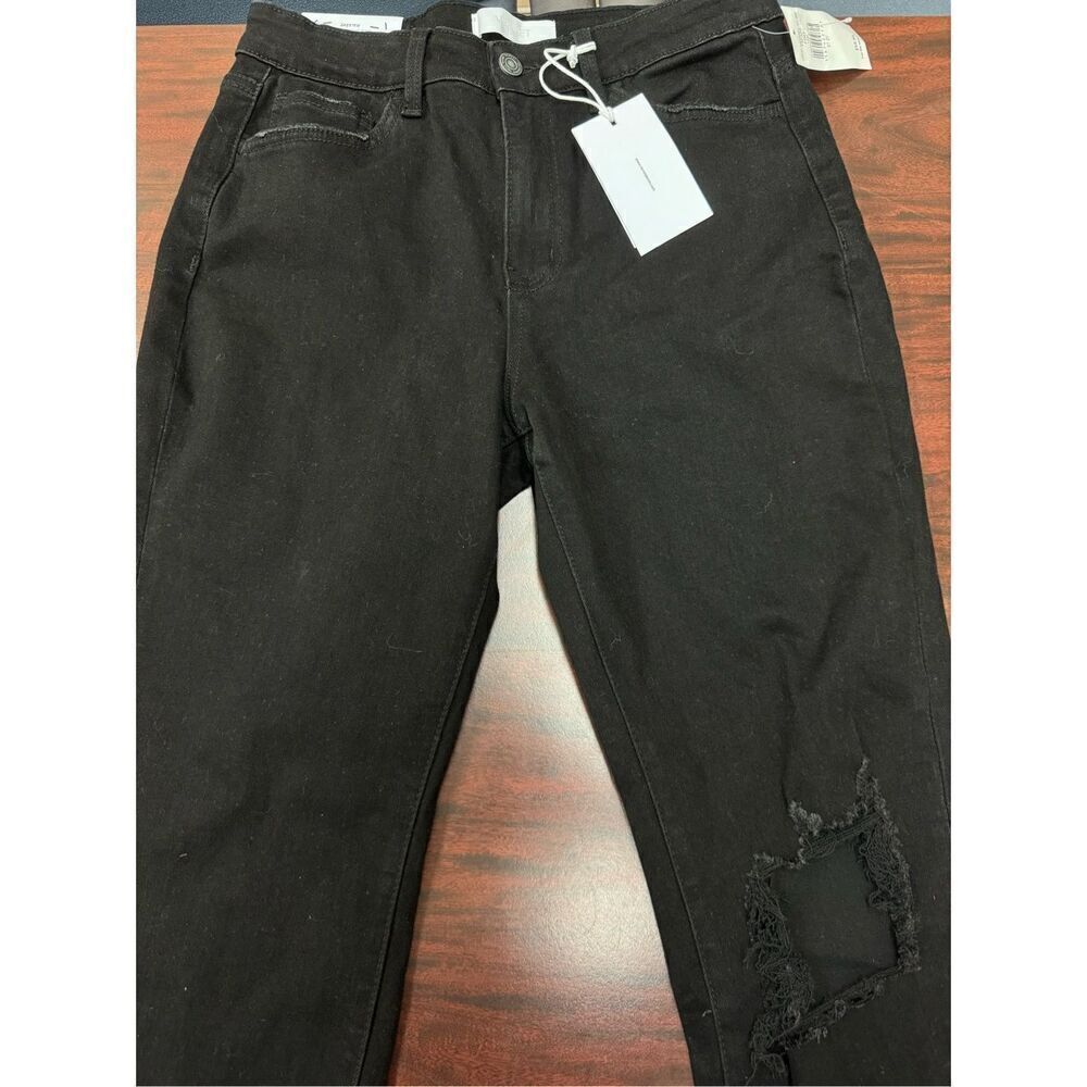 NWT Buckle Vervet Black Skeeter Stretch Boyfriend Distressed Black Jeans Size 27 - Picture 2 of 9